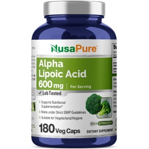 Nusapure Alpha Lipoic Acid 600mg per Caps 180 Veggie Capsules