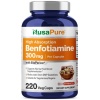 Nusapure Benfotiamine 300mg 220 Veggie Caps , Supports Healthy Blood Sugar Levels in Normal Range