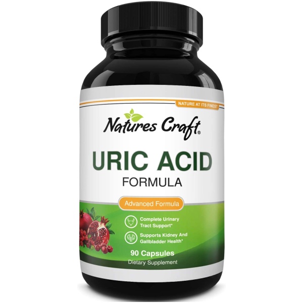 Natures Craft Uric Acid Formula - Uric Acid Detox Cleanse Decrease Acidity - Pure Green Coffee Bean - Chanca Piedra - Vitamin B-6 - Kidney Health Support Supplement 90 Veggie Capsules  تركيبة حمض اليوريك ، لإزالة السموم و تقليل الحموضة ، تركيبة من القهوة الخضراء النقية والتشانكا بيدرا وفيتامين ب6 لتحسين صحة الكلى ، 90 كبسولة نباتية