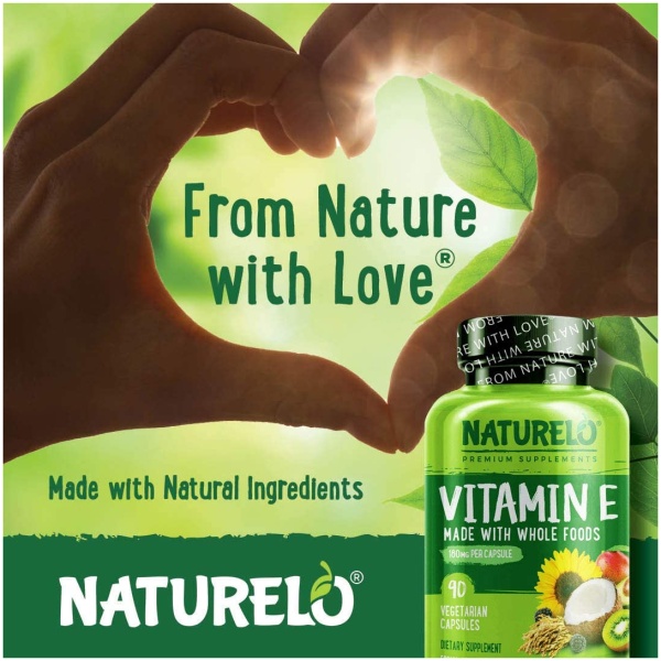 NATURELO Vitamin E - 180 mg (300 IU) of Natural Mixed Tocopherols from Organic Whole Foods - Supplement for Healthy Skin, Hair, Nails, Immune & Eye Health - Non-GMO, Soy Free - 90 Vegan Capsules فيتامين ھ 180 مجم ، خليط طبيعى من أطعمة عضوية ، لصحة الجهاز المناعى والعين ولصحة البشرة والأظافر والشعر ، 90 كبسولة نباتية - Image 3